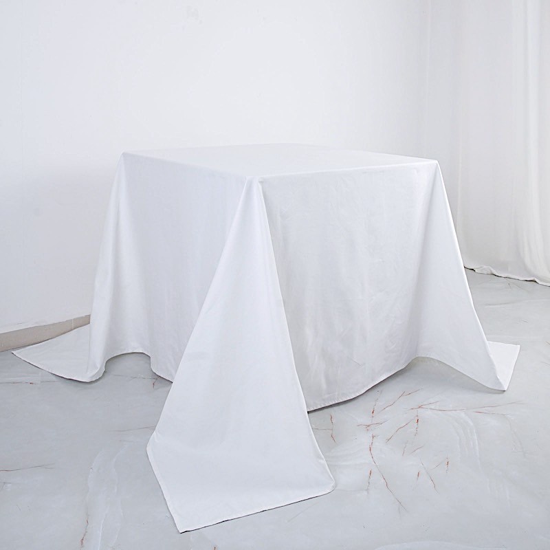 90x90" White Square COTTON TABLECLOTH High Quality Catering Home Dinner Linens gallery