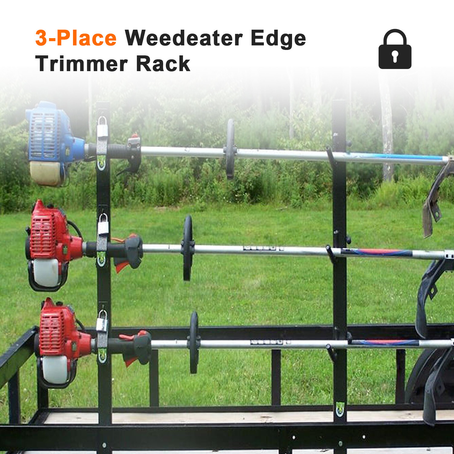 4 Place Weedeater Rack Trimmer Rack for Open Trailer Weed Eater Racks Lockable gallery