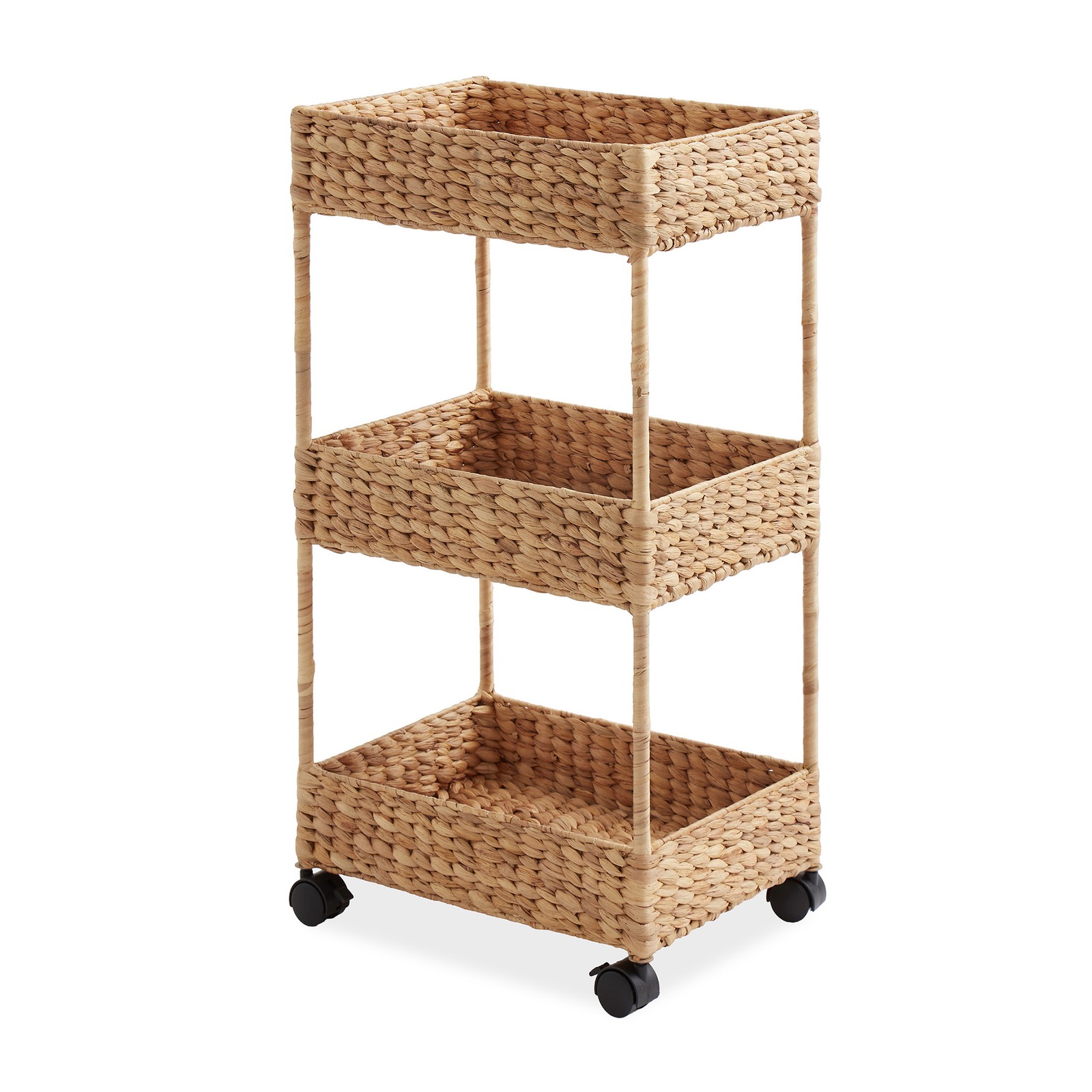 Casafield Rolling Storage Cart, Wide 3-Tier Hyacinth Utility Cart - Natural gallery