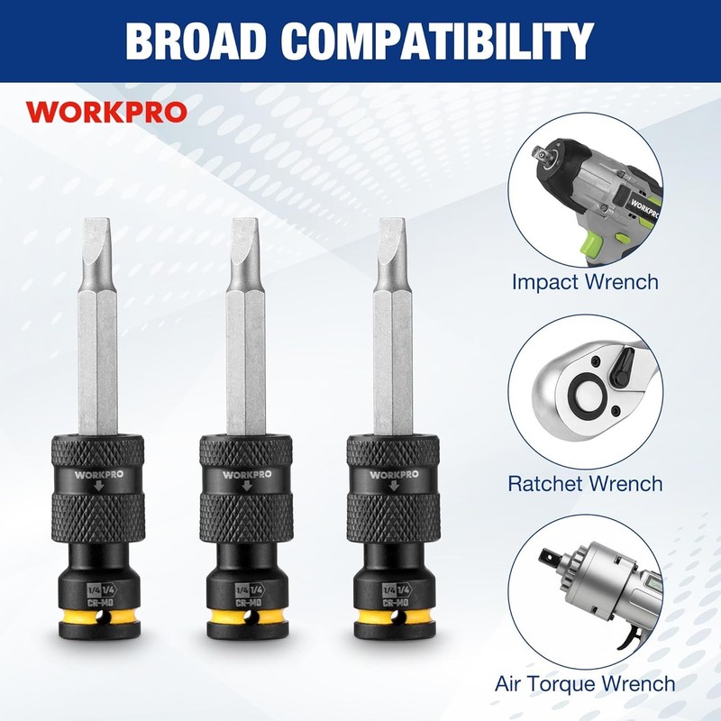 WORKPRO 1/4" Square to 1/4-in Hex Quick Release Impact Socket Adapter Bit Holder gallery