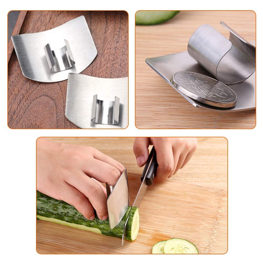 2 Pcs Finger Guard for Cutting aid, Kitchen Tool, Stainless Steel Knife Prote... gallery