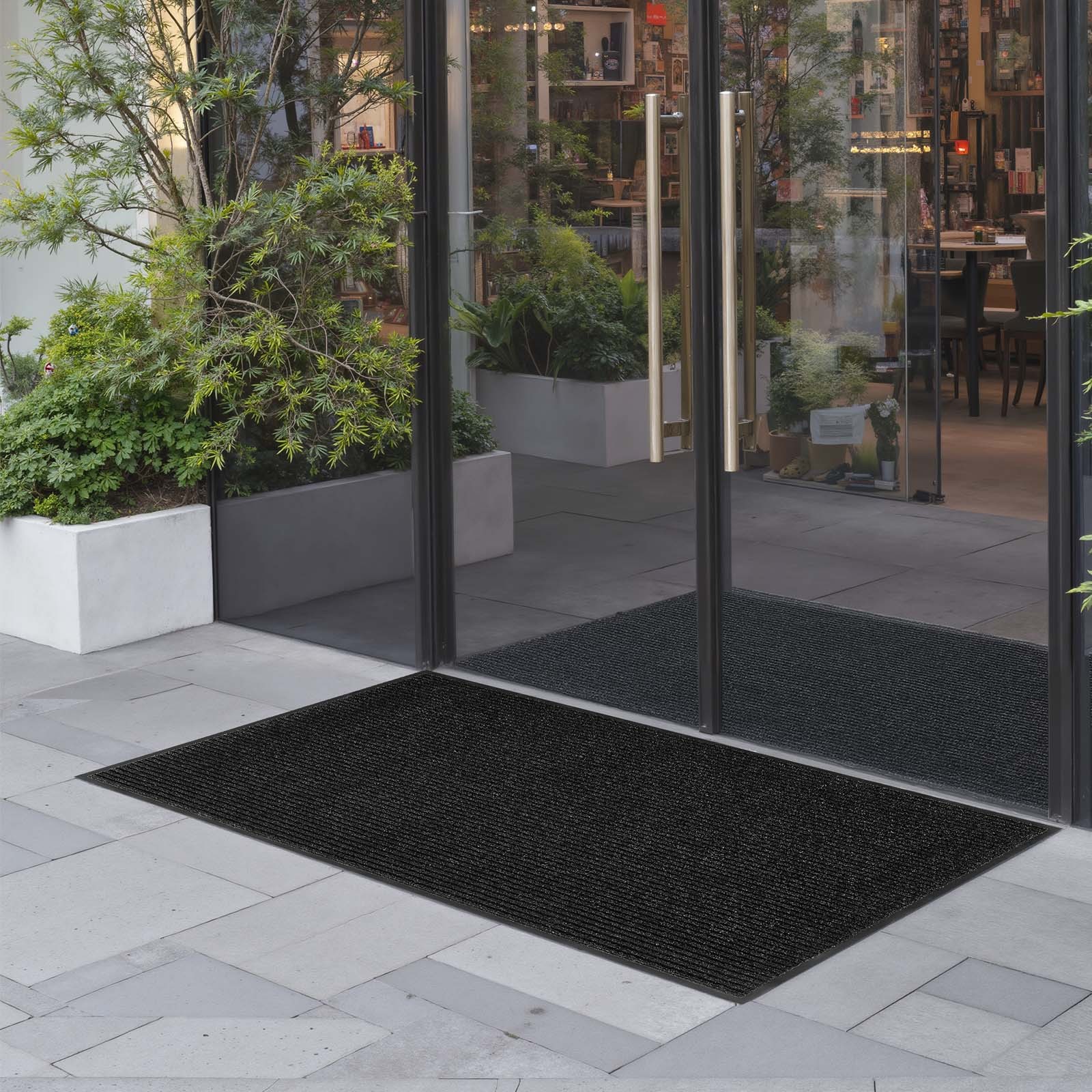 VEVOR Front Door Mat 5 x 3 ft Commercial Floor Mat Stylish Striped Design Grey gallery