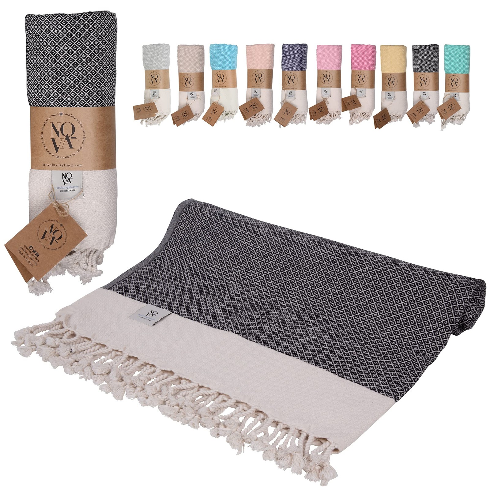 NOVA Luxury Linen - Quick Dry Turkish Beach Towels | 100% Organic Cotton, Sand gallery
