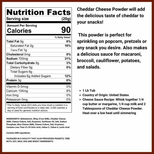 WinCrest Cheddar Cheese Powder - 1 Lb Tub - Free Expedited Shipping! gallery
