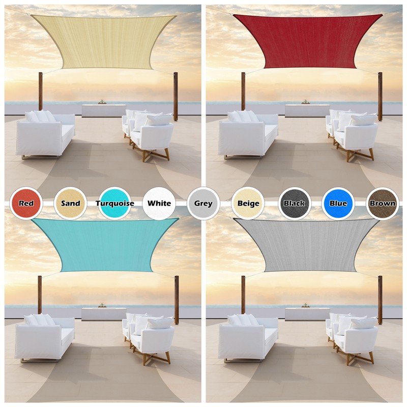 8′ 10′ 12′ Rectangle Square Sun Shade Sail Canopy Fabric Cover Outdoor Patio gallery