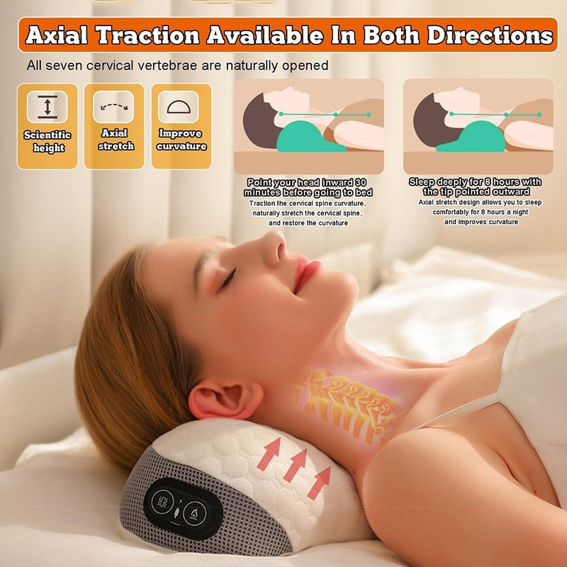 Electric Massager Cervical Pillow Hot Compress Vibration Massage Neck Traction gallery