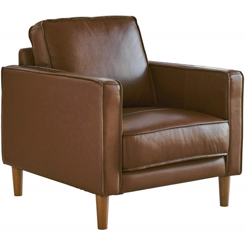 Sunset Trading Prelude 32" Contemporary Top-Grain Leather Armchair in Chestnut gallery