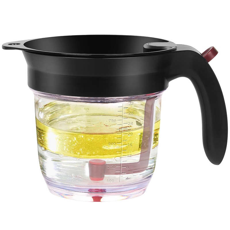 4-Cup Gravy Fat Separator With Bottom Release & Strainer 1L Grease Separator USA gallery