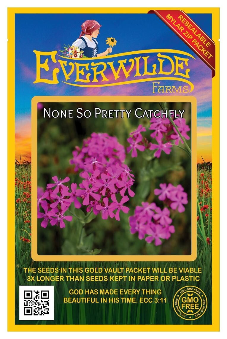 2000 None So Pretty Catchfly Wildflower Seeds - Everwilde Farms Mylar Packet gallery