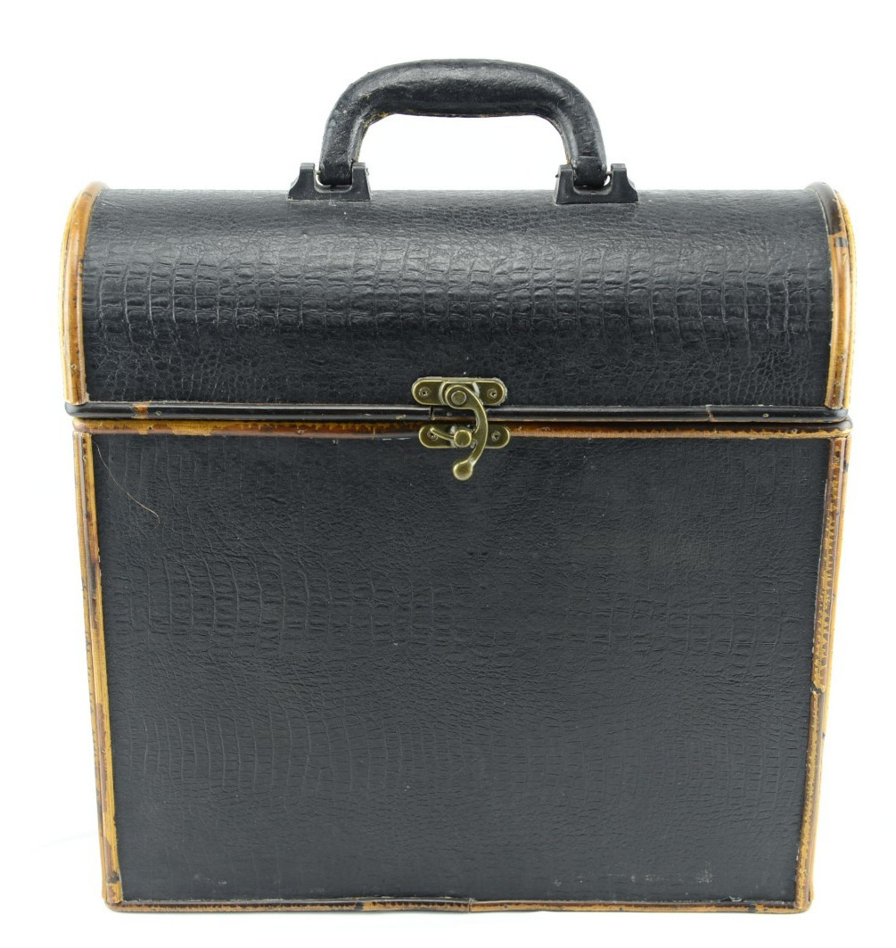 Alligator Skin Wine Bottle 3 Compartment Black Hardshell Carry Case Vintage gallery