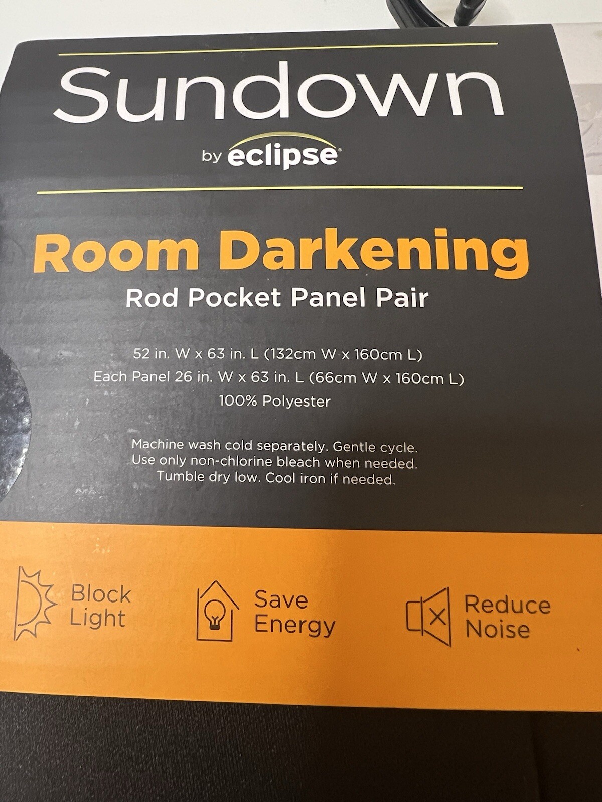Sundown Eclipse Room Darkening Rod Pocket Panel Pair Curtains 52in W X 63in L gallery