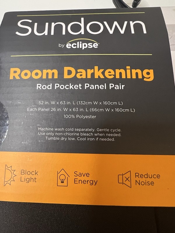 Sundown Eclipse Room Darkening Rod Pocket Panel Pair Curtains 52in W X 63in L gallery