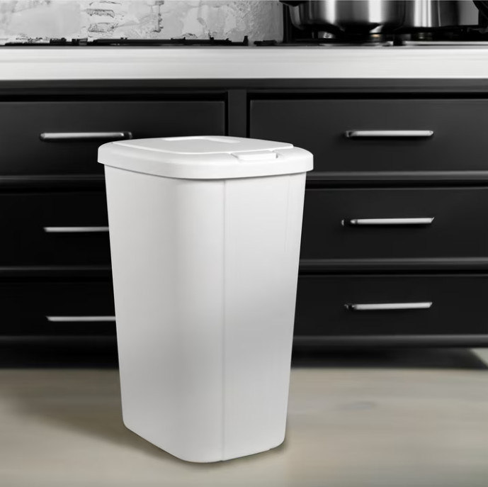 Hefty 13.3 Gallon Kitchen Trash Can with Touch Top Push Button Lid White gallery