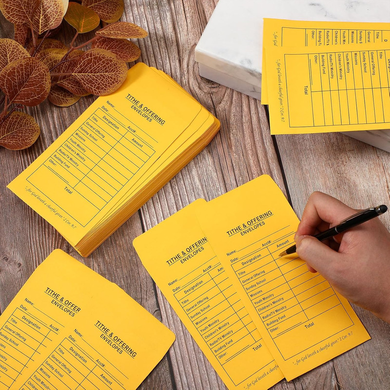 600 Pcs Church Offering Tithe Donation Envelopes 6.5 X 3.5 Inch Golden Paper Tit gallery