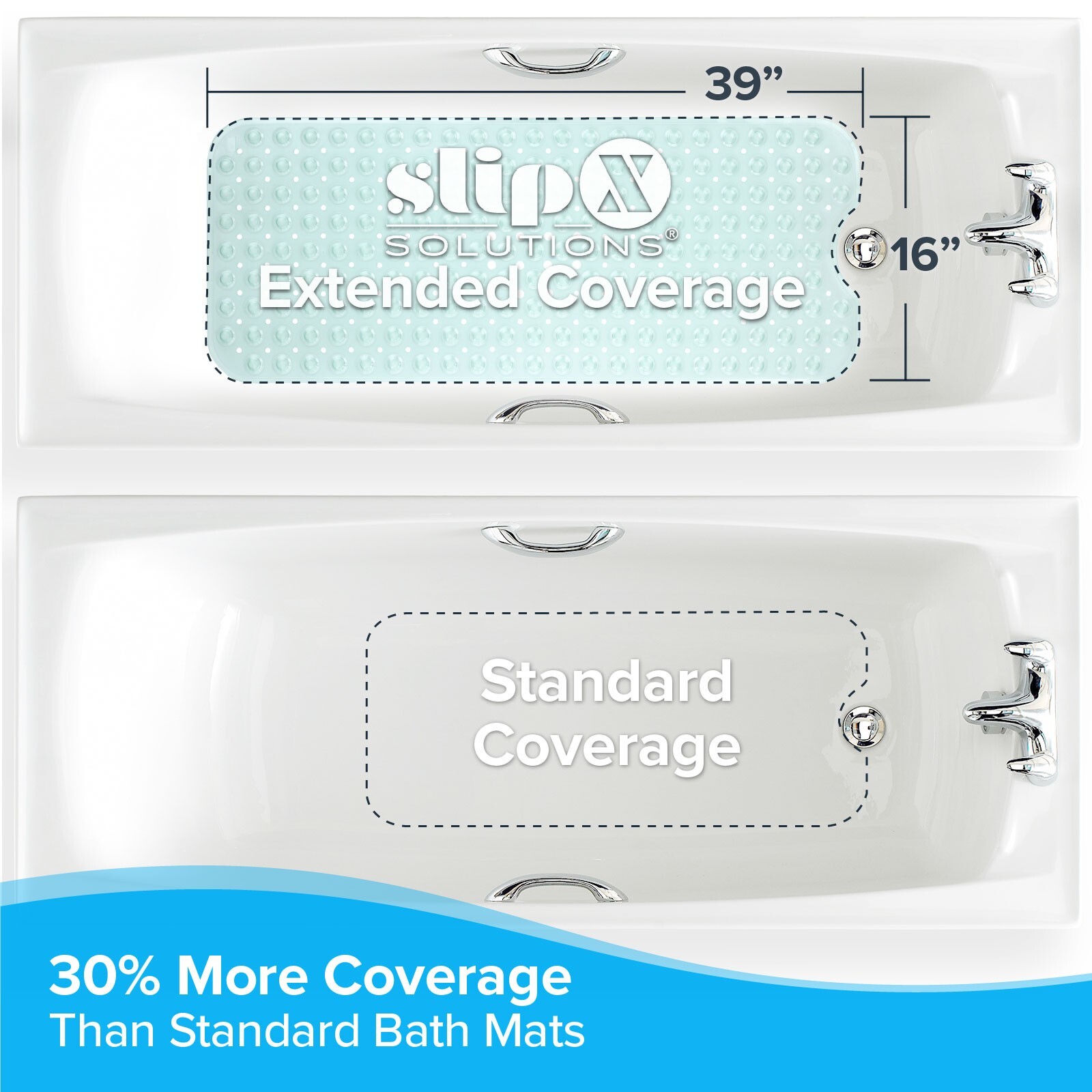 Extra Long Bath Mat: Light Green Non-Slip Bath Safety Mat with Suction Cups gallery