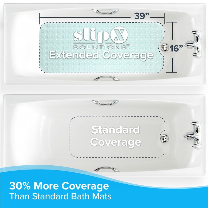 Extra Long Bath Mat: Light Green Non-Slip Bath Safety Mat with Suction Cups gallery
