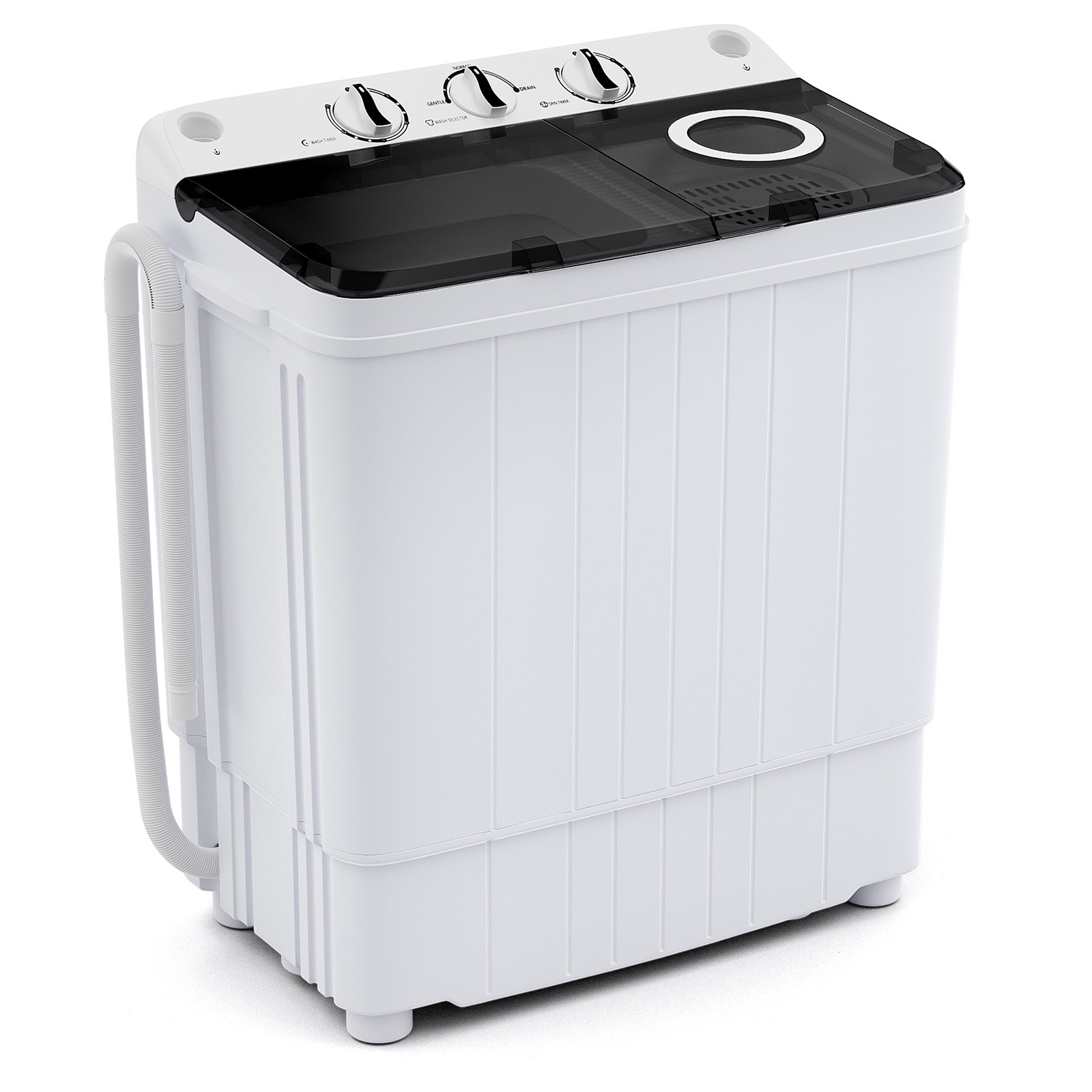 Portable Washing Machine 17.6 lbs Twin Tub Laundry Washer with Drain Pump Gray gallery
