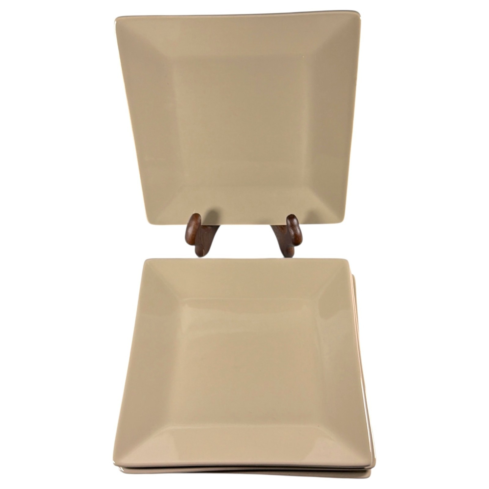 Real Simple 4 Plates 8" Beige Tan Square Salad Desert Appetizer Scandinavian gallery