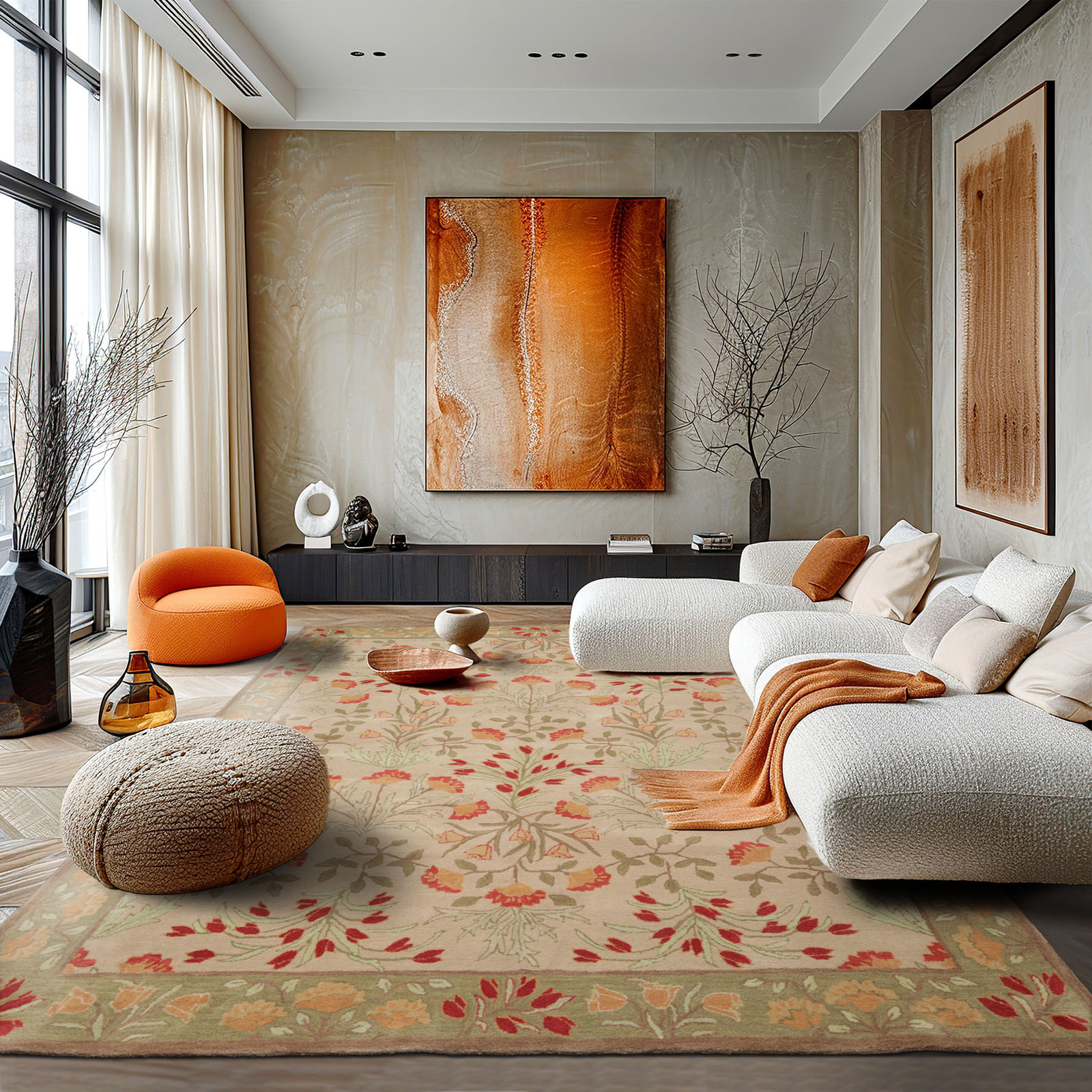 8'9''x11'9'' Hand-Tufted Wool Area Rug Botanical Authentic Floral Design gallery