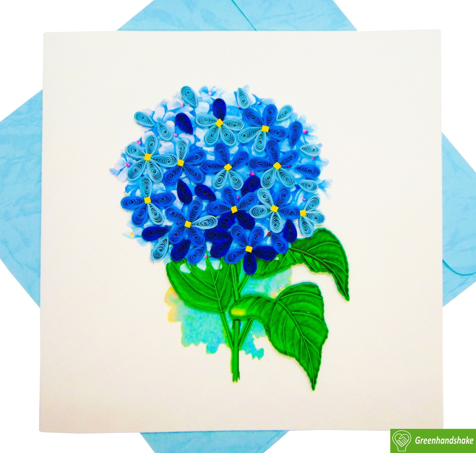 Hydrangea Bouquet Quilling Greeting Card - Unique Dedicated Handmade Art gallery