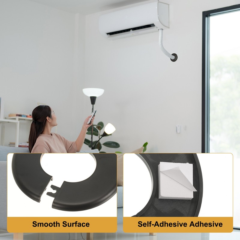 Wall Split Flange 130mm/5.1" OD, 4 Pcs Escutcheon Plates, White/Black gallery