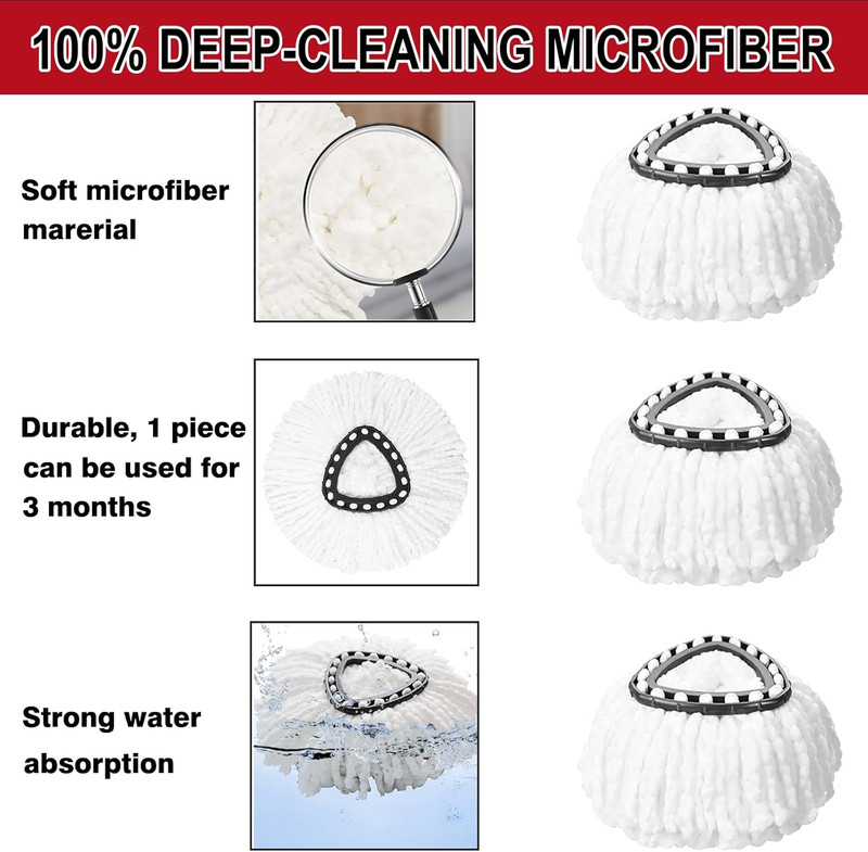 12 Pack Spin Mop Replacement Heads, 100% Microfiber Spin Mop Refill for Easy Wri gallery
