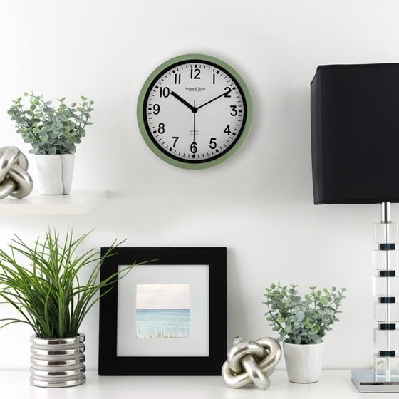 Mainstays Basic Indoor 8.78" Sage Analog Round Modern Wall Clock (2 Pack) gallery