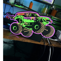 LED Grave Digger Monster Truck Lightbox Night Light Desk Lamp,