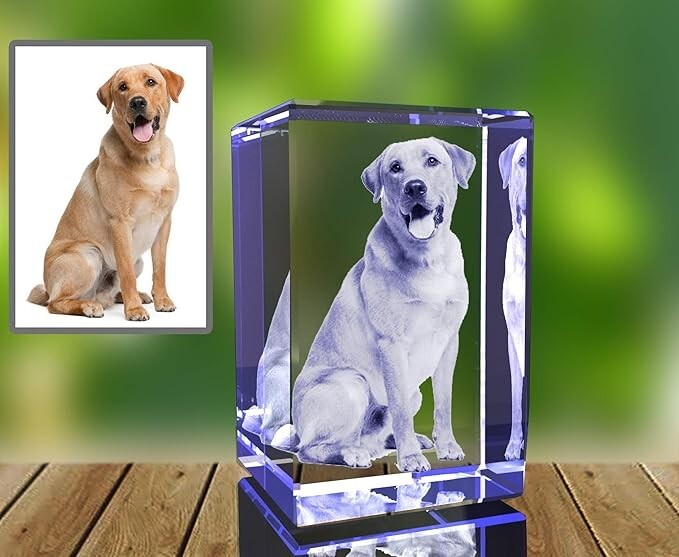 Personalized 3D Crystal Photo - Optional Multicolor Light Base| Gift Box| Custom gallery