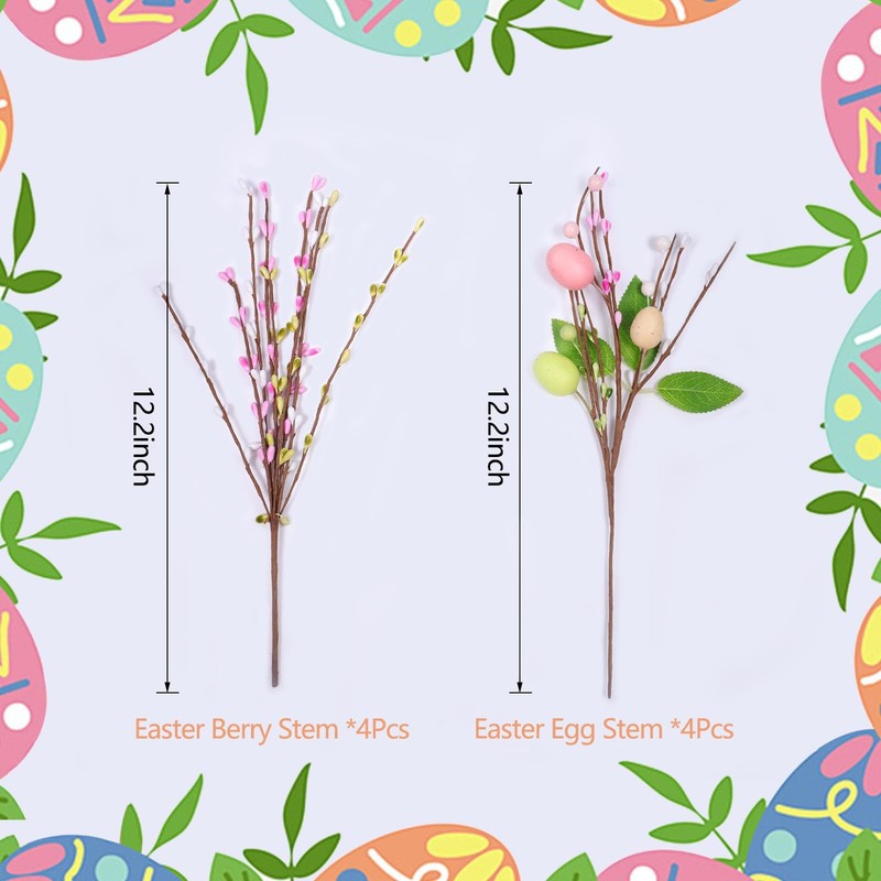 8Pcs Easter Floral Egg Picks, 12.2in Artificial Easter Sprays Picks Spring Fl... gallery