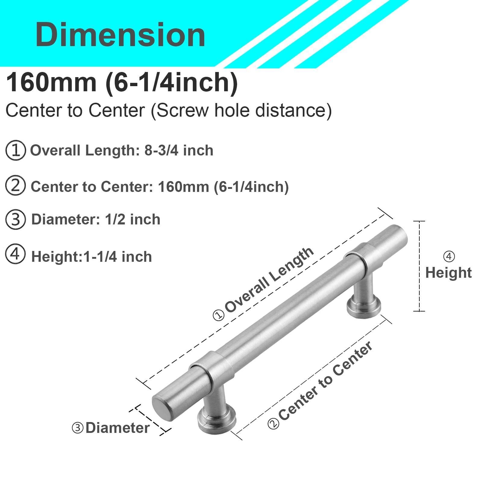 Modket 25 Pack Round Bar Cabinet Handle 304 Stainless Steel 8-3/4 Overall gallery