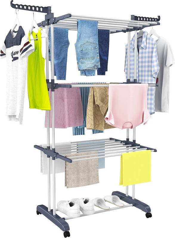 Clothes Drying Rack, Oversized 4-Tier67.7" High Foldable Stainless Steel Dryi... gallery