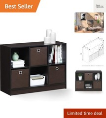 BASIC Book Shelf, 6-Cube Bookshelf with Open Shelf, 3 x 2 Bookcase with Stora…
