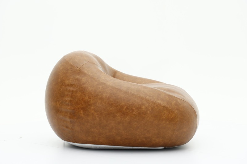 Vintage Brown Leather Inflatable Lounge Chair Single Seater Sofa 46x44x27in Home gallery