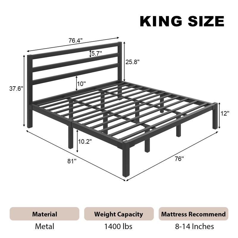 Platform Bed Frame Twin/Full/Queen/King Size Metal Bed Frame with Headboard gallery