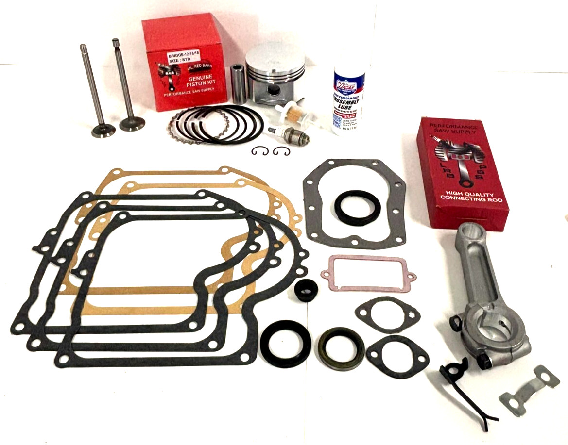 STANDARD REBUILD KIT WITH ROD & VALVES FIT MOST BRIGGS ENGINES 10, 11HP VERTICAL gallery