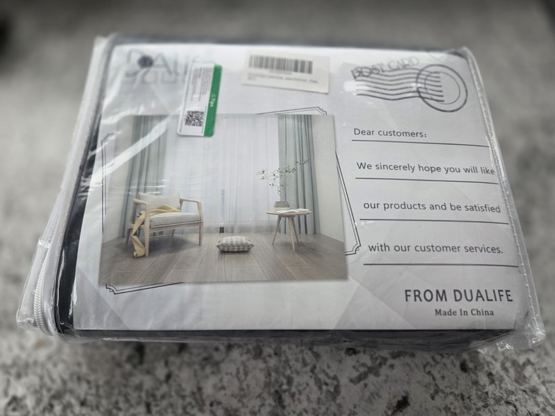 DUALIFE Solid Blackout Curtains 102 Inches Long Room Darkening Black 2 Panels gallery