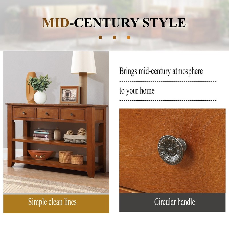 48'' Solid Pine Wood Top Console Table,Modern Entryway Sofa Side Table w/Drawer gallery