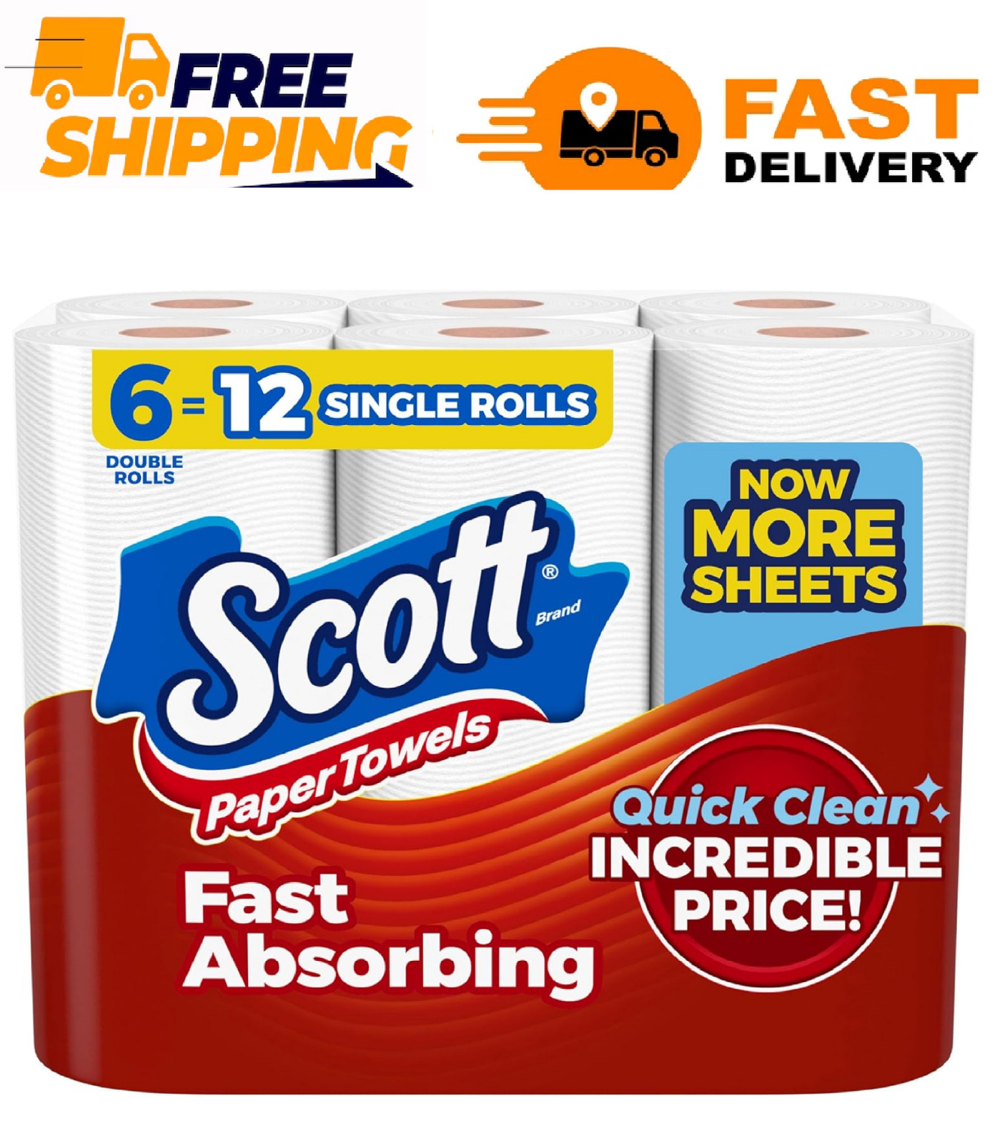 Scott Paper Towels, Choose-A-Sheet, 6 Double Rolls = 12 Regular Rolls (108 Sheet gallery