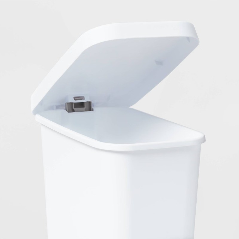 11gal Slim Step Trash Can:White Textured Indoor Kitchen Trashcan gallery