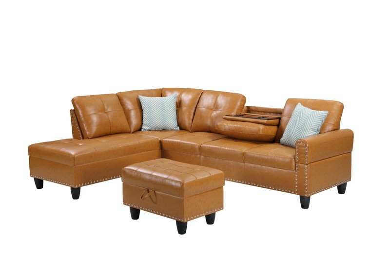 98" Wide L-Shaped Sectional Sofa Set Chaise Living Room Couch Storage Ottoman gallery