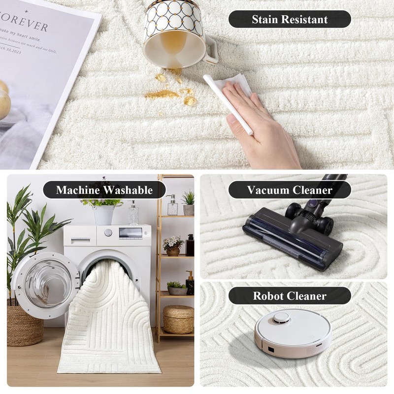 Soft Cozy Fluffy Arch Pattern High Low Pile Runner Rugs 2'x6' Non Slip Washab... gallery