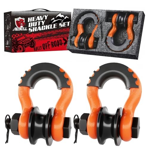 Orange Upgraded Snatch Block, 3/4" D Ring Shackle (2 Pack) 22,000lb Break gallery