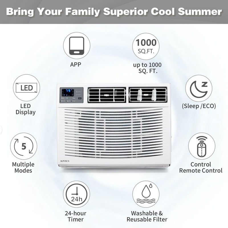 18000 BTU Window Air Conditioner with Heat, WIFI AC Unit & Heater Combo W/Remote gallery