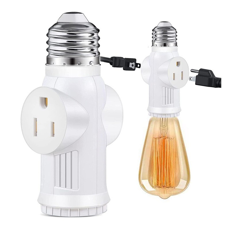 2 Pack E26 Light Socket to Plug Adapter 2/3 Prong Light Bulb Splitter Converter gallery