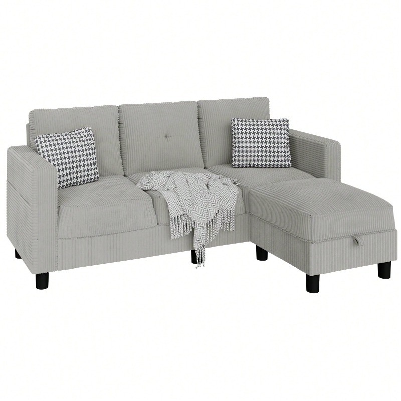 Convertible Sectional Sofa with Storage Ottoman 77” L-Shaped 3-Seat Couch gallery