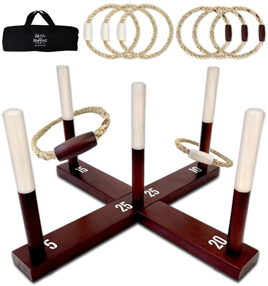 Swooc Games - Premium Rustic Ring Toss Game (All Weather) - Standard, Brown gallery