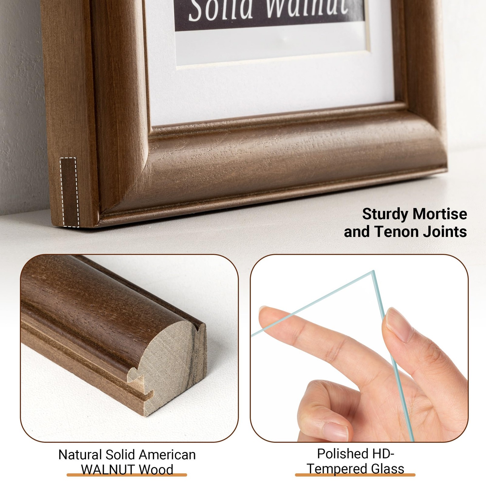 6x8 Picture Frame,6 x 8 Natural Solid Walnut Wood Frame with Tempered Glass,6... gallery