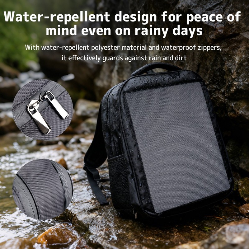 20W Solar Backpack 5V 3A Type C & Type A Charger for Camping Trip Hiking Black gallery