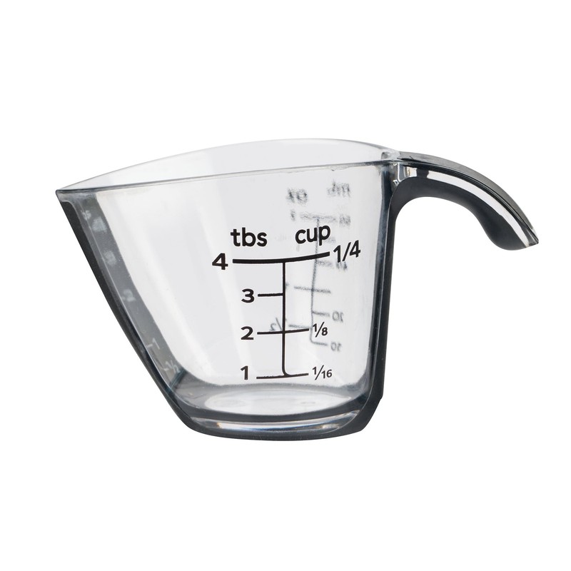 (4 pack) 1/4C Plastic Mini Measuring Cup, Black/Transparent gallery